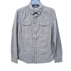 Guess NWT Mens Long Sleeve Military Slim Fit Shirt Dark Taupe X63H06W7T70 Small